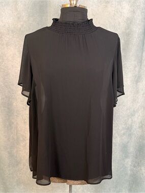 Torrid Black Chiffon Smocked Neck Blouse plus size 3